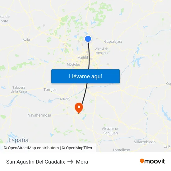 San Agustín Del Guadalix to Mora map