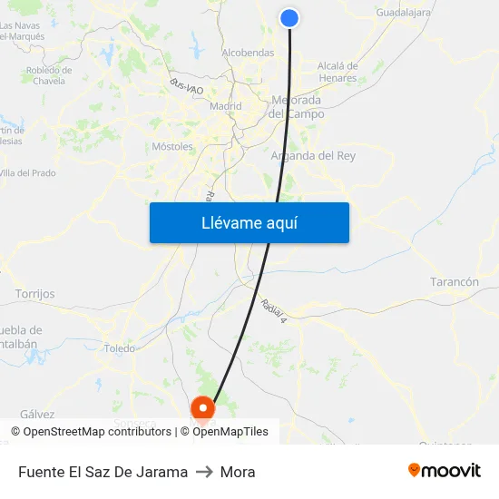 Fuente El Saz De Jarama to Mora map