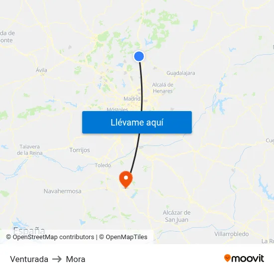 Venturada to Mora map