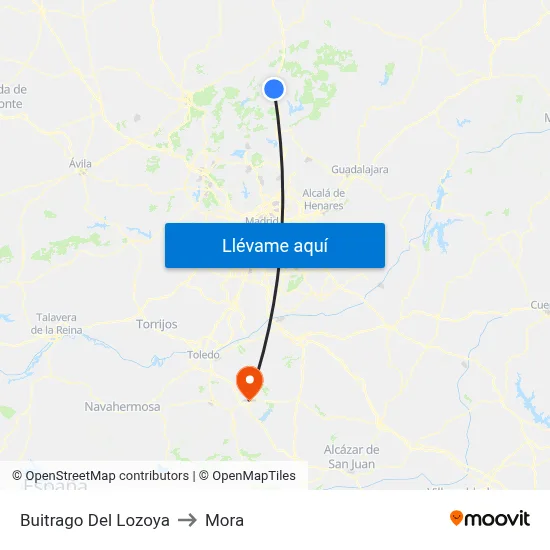 Buitrago Del Lozoya to Mora map