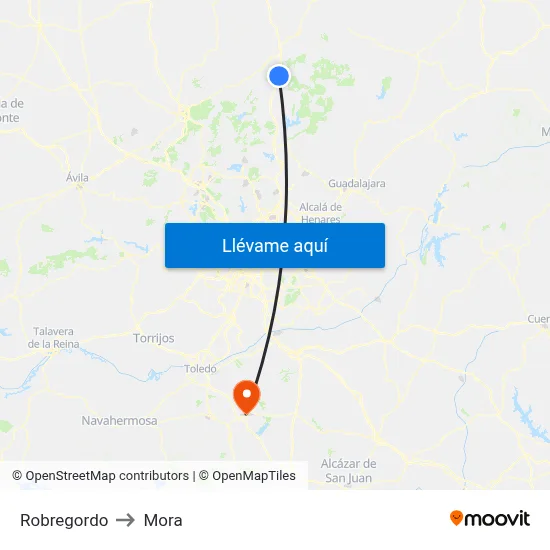 Robregordo to Mora map
