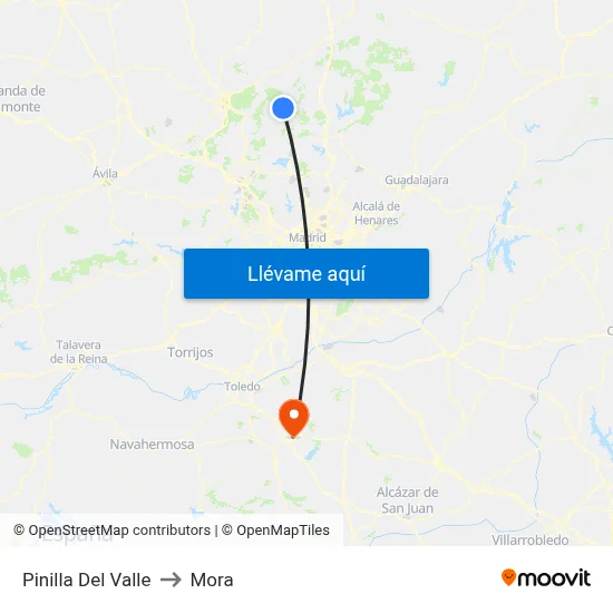 Pinilla Del Valle to Mora map