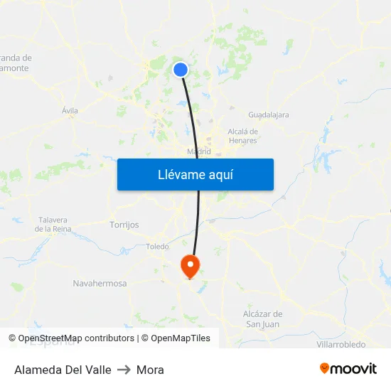 Alameda Del Valle to Mora map