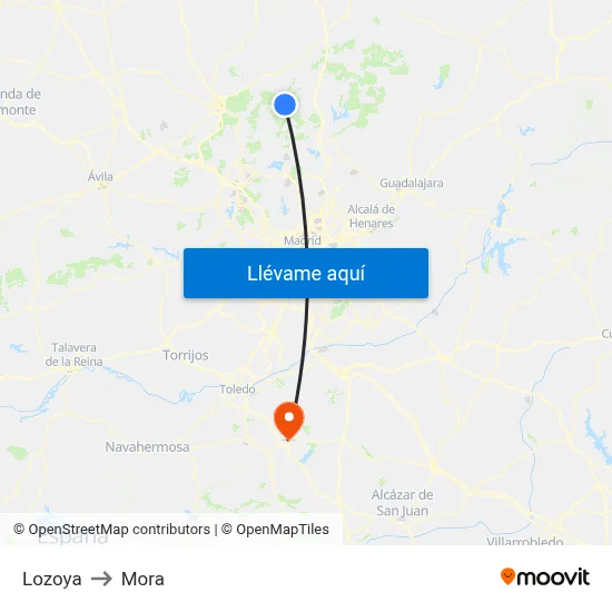 Lozoya to Mora map