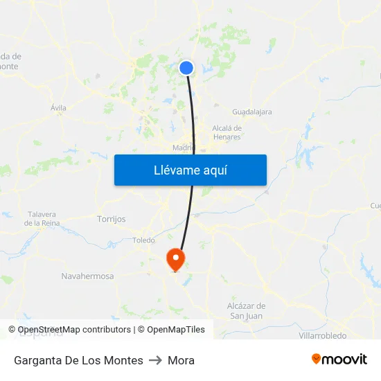 Garganta De Los Montes to Mora map