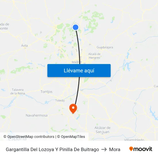 Gargantilla Del Lozoya Y Pinilla De Buitrago to Mora map