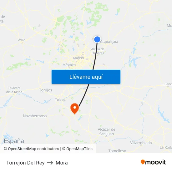 Torrejón Del Rey to Mora map