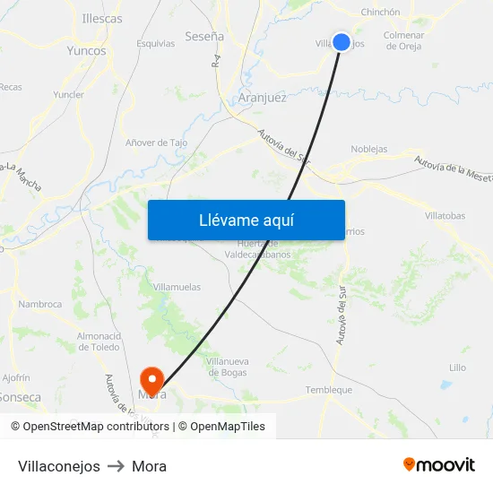 Villaconejos to Mora map