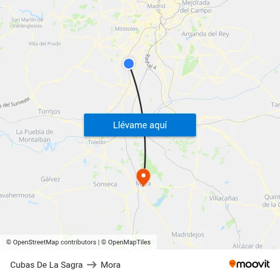 Cubas De La Sagra to Mora map