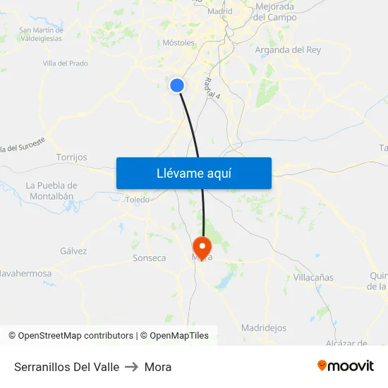 Serranillos Del Valle to Mora map