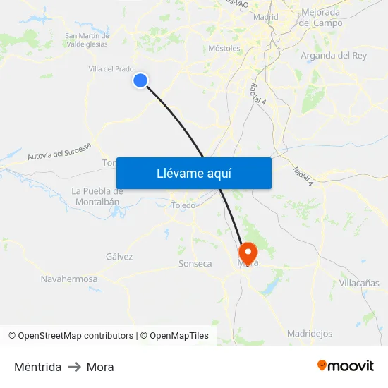 Méntrida to Mora map