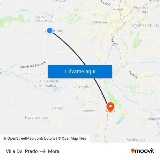 Villa Del Prado to Mora map