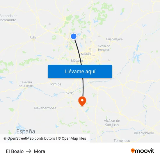 El Boalo to Mora map