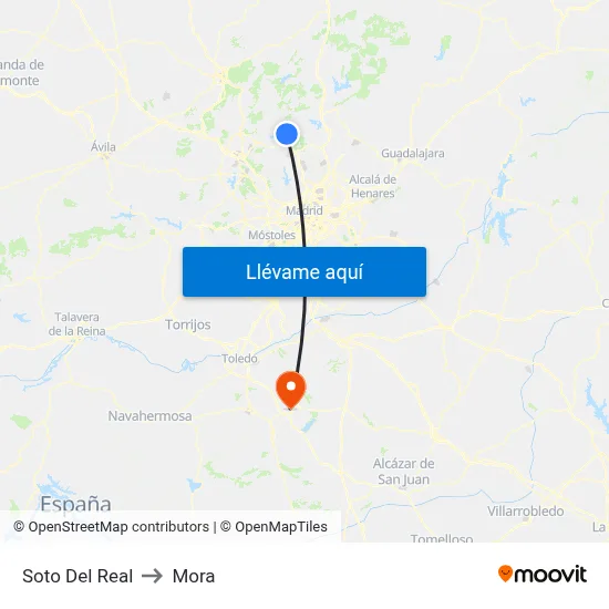 Soto Del Real to Mora map