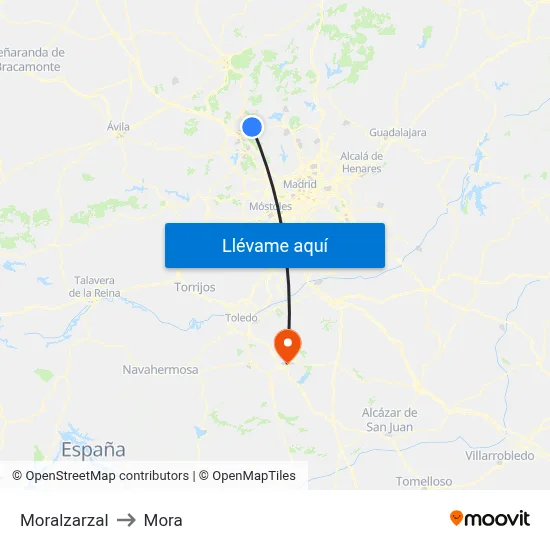 Moralzarzal to Mora map