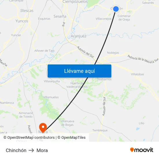 Chinchón to Mora map