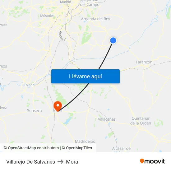 Villarejo De Salvanés to Mora map