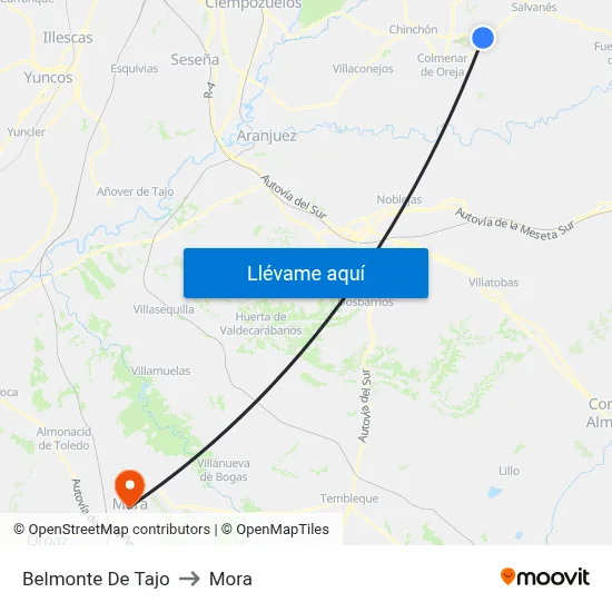 Belmonte De Tajo to Mora map