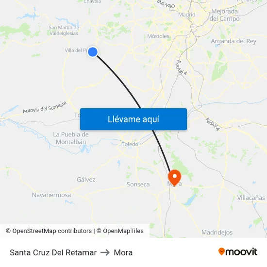 Santa Cruz Del Retamar to Mora map