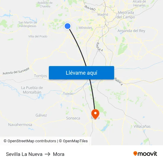 Sevilla La Nueva to Mora map