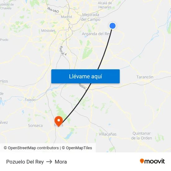 Pozuelo Del Rey to Mora map