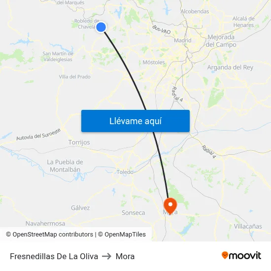 Fresnedillas De La Oliva to Mora map