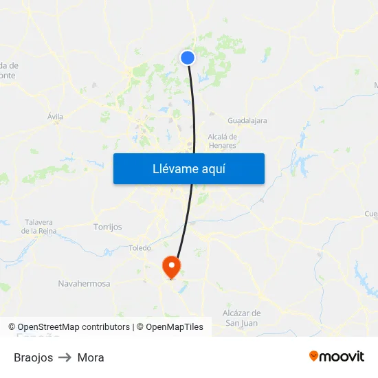 Braojos to Mora map
