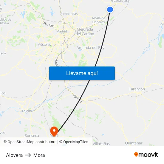 Alovera to Mora map