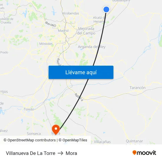 Villanueva De La Torre to Mora map