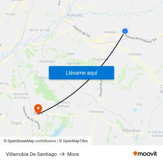 Villarrubia De Santiago to Mora map