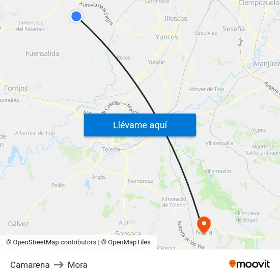 Camarena to Mora map