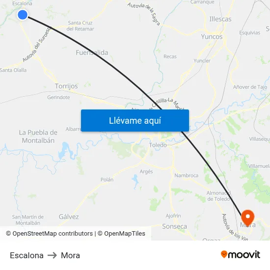 Escalona to Mora map