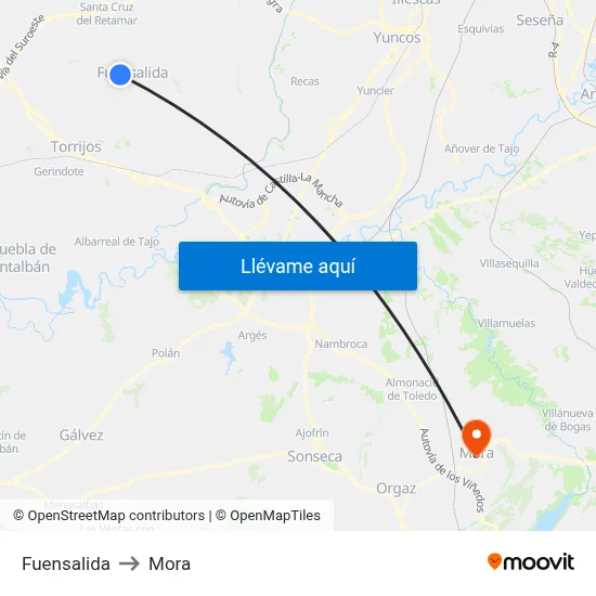 Fuensalida to Mora map