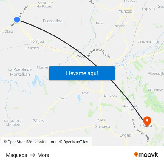 Maqueda to Mora map