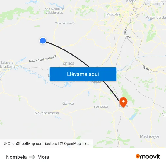 Nombela to Mora map