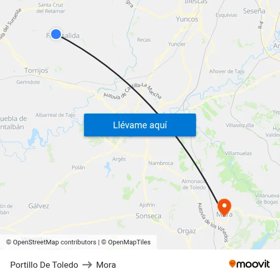 Portillo De Toledo to Mora map