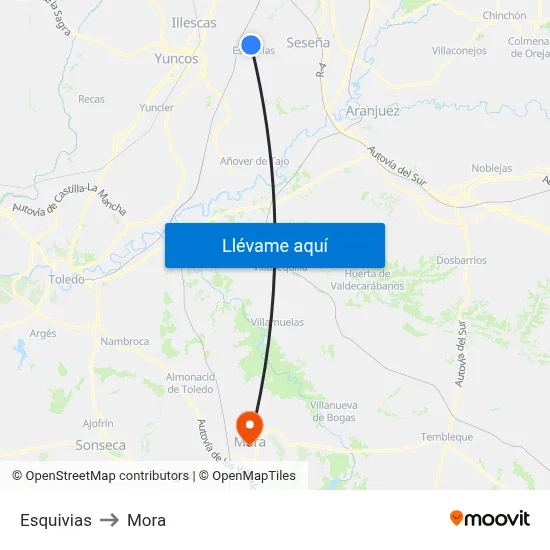 Esquivias to Mora map