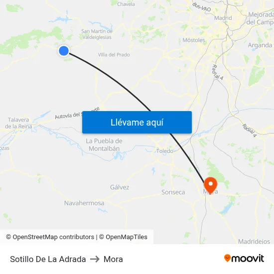 Sotillo De La Adrada to Mora map