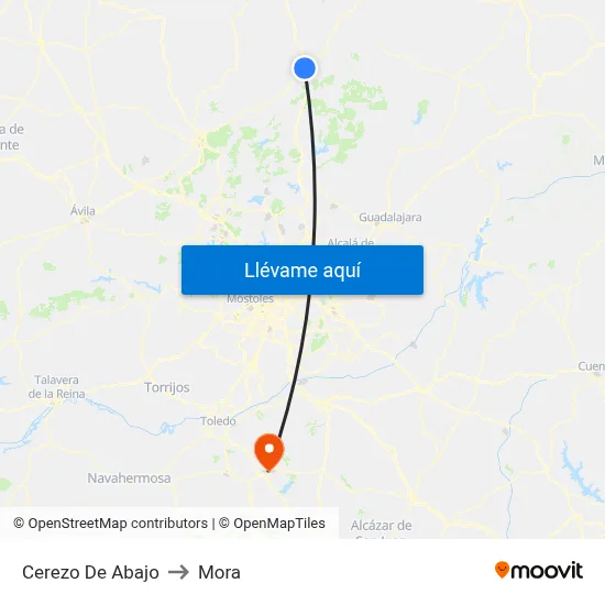 Cerezo De Abajo to Mora map