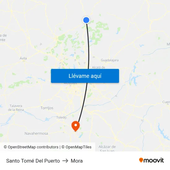 Santo Tomé Del Puerto to Mora map