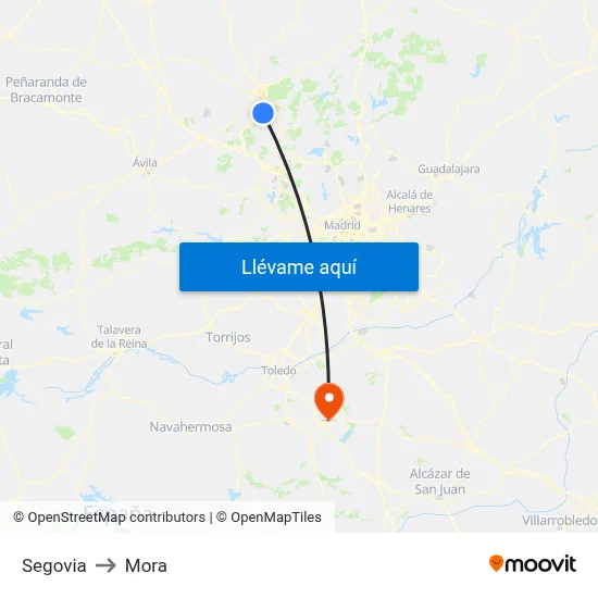 Segovia to Mora map
