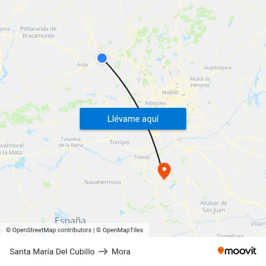 Santa María Del Cubillo to Mora map