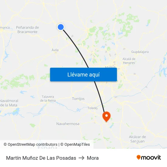 Martín Muñoz De Las Posadas to Mora map