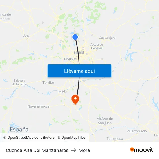 Cuenca Alta Del Manzanares to Mora map