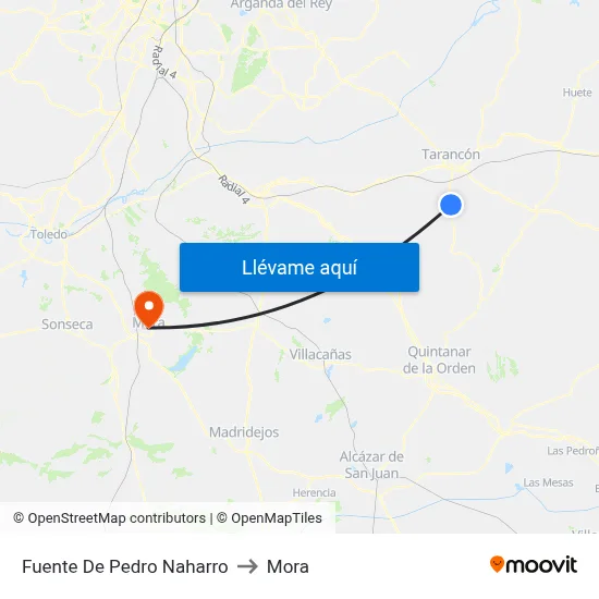 Fuente De Pedro Naharro to Mora map