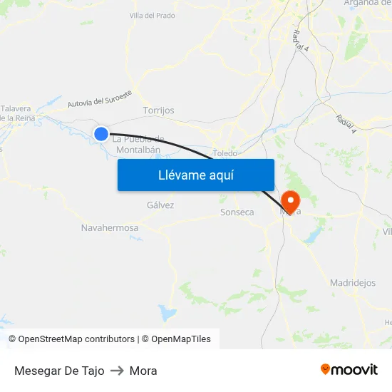 Mesegar De Tajo to Mora map