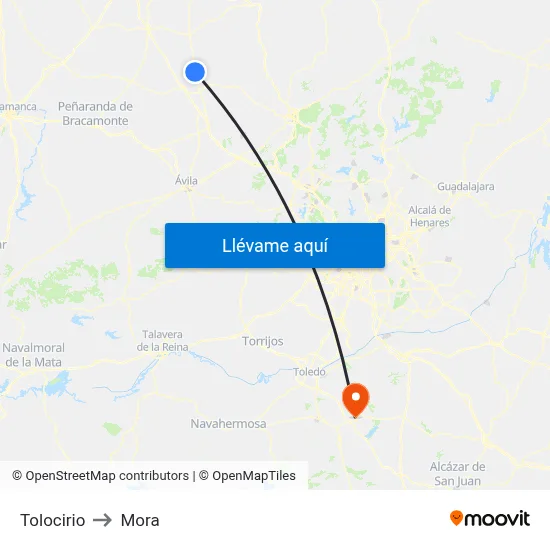 Tolocirio to Mora map