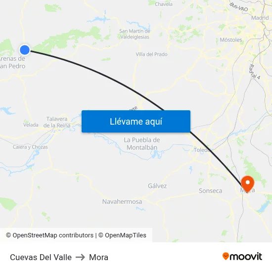 Cuevas Del Valle to Mora map