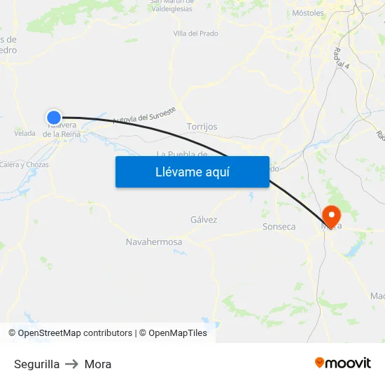 Segurilla to Mora map