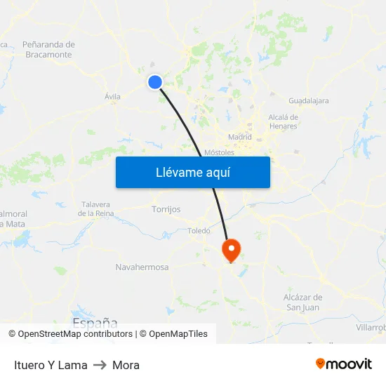Ituero Y Lama to Mora map